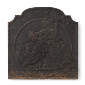Antique French Cast-Iron Fireback “Allegory of Justice" 18th century