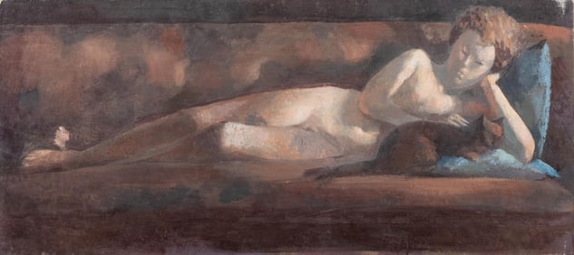 Bernadette Kelly Signed Oil Painting, Nude Lying on the Elbow