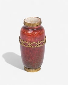 Sèvres Iridescent Glazed Vase with Gilt Bronze Mounts, Marked