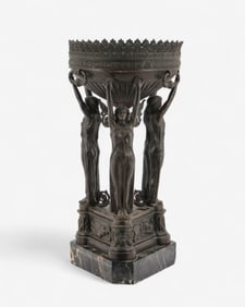 19th-Century Bronze Tazza with Caryatids and Warrior Trophy Reliefs