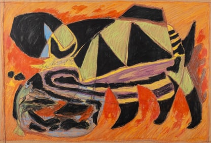 Rolph Scarlett Abstract Pastel on Paper, Signed