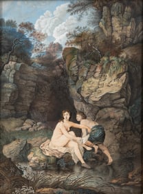 19th-Century French School Gouache Painting