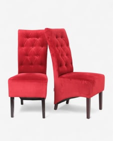 Pair of Guttman Factory High-Back Red Velvet Chairs