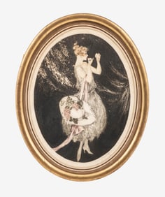 Louis Icart Signed Aquatint, “Elegant with a Hat," 1920s