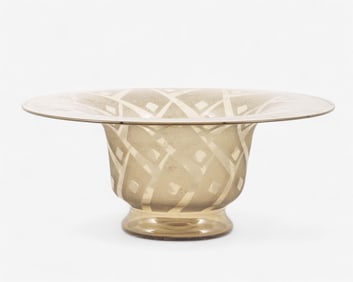 Daum France Signed Molded and Frosted Art Glass Coupe