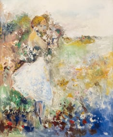 Fyodor Petrovitch Blagonravov (1885–1961) Signed Oil Painting, Young Girl in a Field