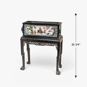 Important Gabriel Viardot Planter with Longwy Porcelain Panels, 19th Century