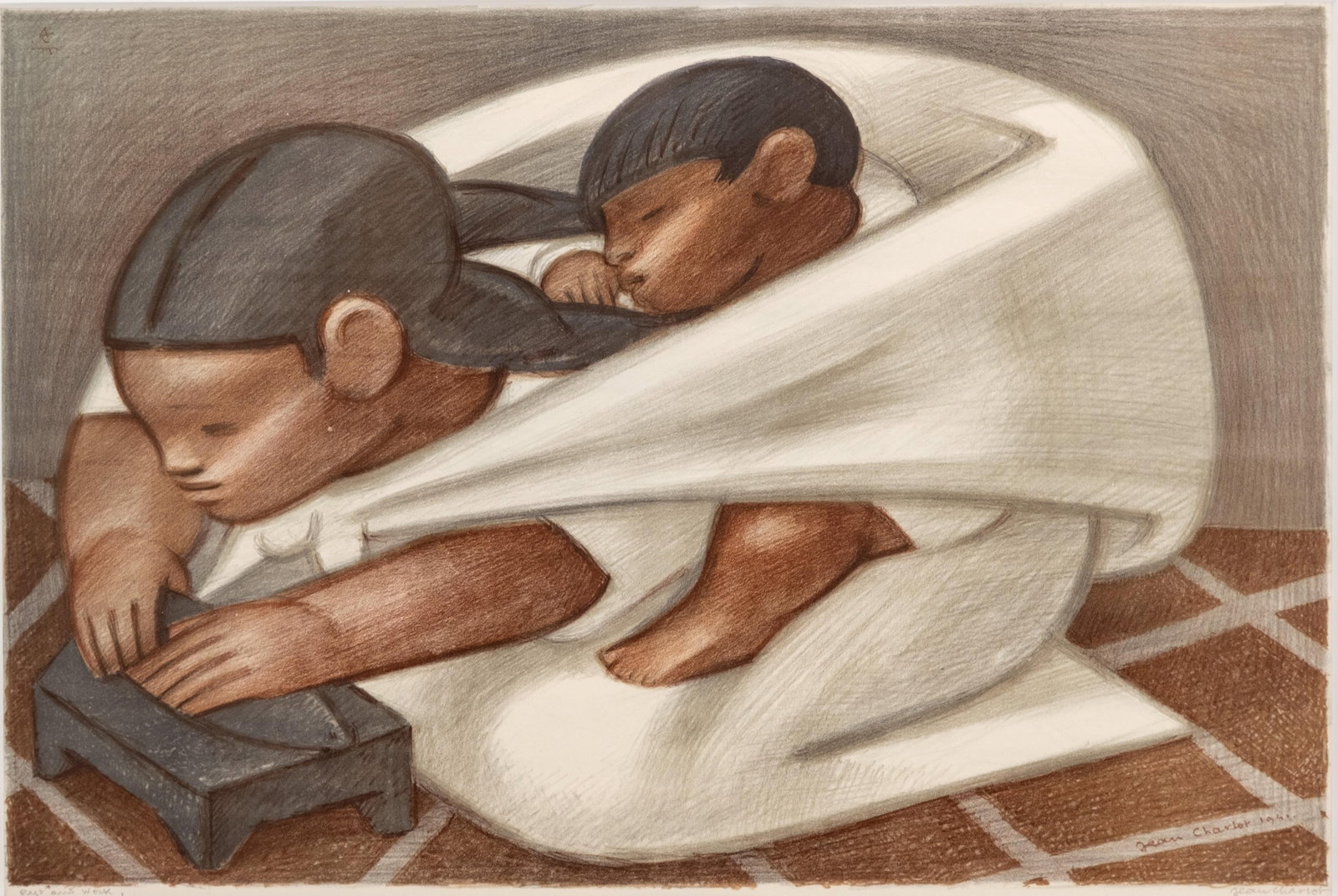 Jean Charlot Pencil Signed Lithograph Rest and Work, 1944 (1 of 11)