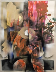 Mystery Artist Signed Abstract Mixed Media Silkscreen