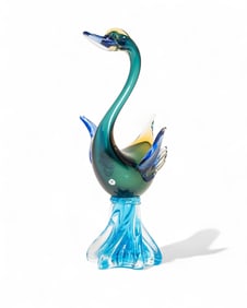 18" Tall Murano Hand Blown Art Glass Bird Sculpture