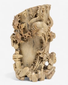 Large Chinese Carved Soapstone Vase