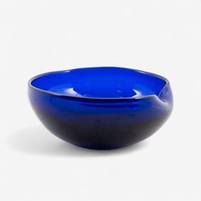 Signed Elsa Peretti for Tiffany & Co. Cobalt Glass Thumbprint Bowl