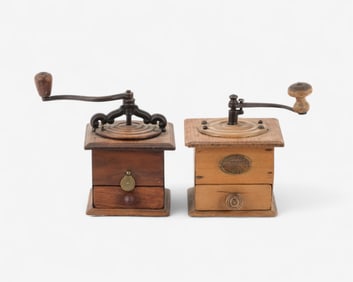 Pair of Antique French Coffee Grinders, Including Peugeot