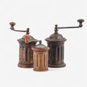 Set of Three French Peugeot Frères and G.G.M. Cast Iron and Wood Coffee Grinders