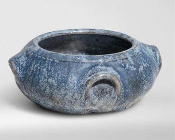 American Blue Glazed Art Pottery Bowl, Dated 1911