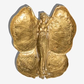 Signed A. Vibert Art Nouveau Gilt Bronze Butterfly Wing Tray