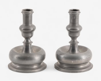 Pair of John Somers Vintage Pewter Candlestick Holders, Marked