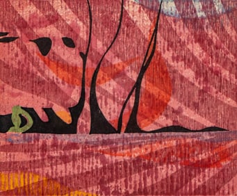 Rei Yuki Abstract Woodblock Print, 1968, Edition 12/30