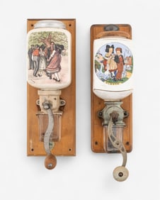 Pair of Hand-Painted Alsatian Wall-Mounted Coffee Grinders