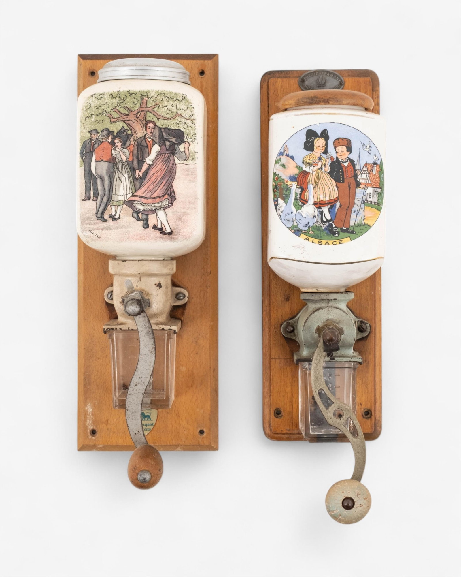 Pair of Hand-Painted Alsatian Wall-Mounted Coffee Grinders (1 of 18)