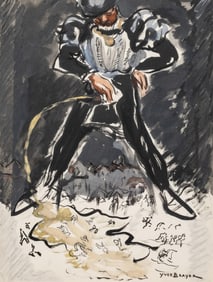 Pochoir gouache illustration by Yves Brayer, signed