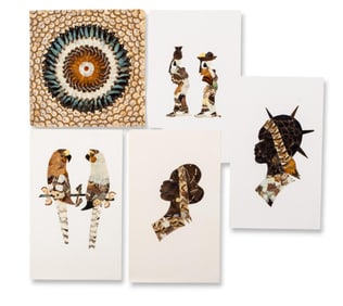 (seperate) Vintage Central African Republic Butterfly Wing Collage