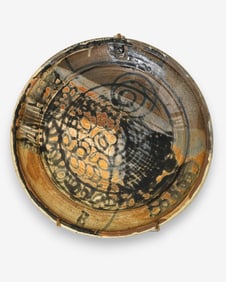 Monumental Signed Nicholson Abstract Glazed Ceramic Charger, 25.5
