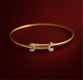 Vintage Cartier C-Band 18k Gold and Diamond Bracelet