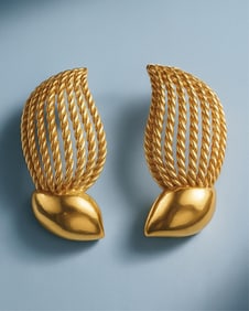 Pair of Tiffany & Co Style 14k Gold Earrings