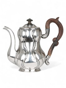 Russian 84 Silver Teapot with Wood Handle, 1849
