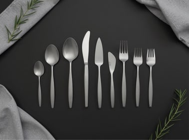 Georg Jensen Signed 110-Piece Art Modernist Danish Sterling Silver Flatware Service Set, 4,900 Grams