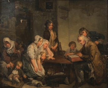 Jean-Baptiste Greuze, French School, Reading the Bible, Oil on Canvas, Circa 1760