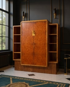 Art Deco Walnut Veneered Library Cabinet, Circa 1930