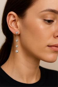 Cartier 18k White Gold Diamond Drop Earrings, Signed