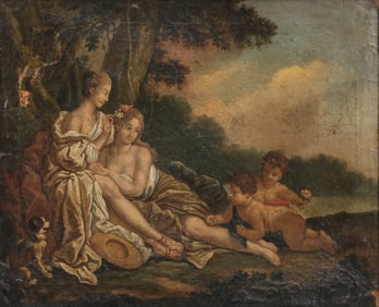 18th Century French School Allegorical Oil on Canvas Painting