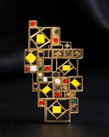 Natalia Dumitresco Signed Rare Estate Vermeil and Enamel Brooch, 17/150