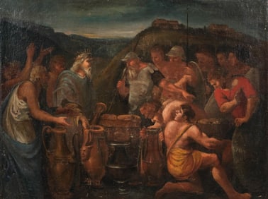 Old Master Biblical Scene Oil on Canvas Painting