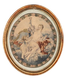 Watercolor Painting of Diana and Cupid, 18th Century