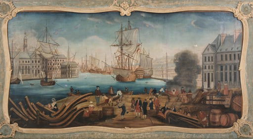 Early 19th Century, ‘Port View’, Oil on Canvas Painting *EAST India COMPANY*