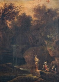 Salvatore Rosa Signed with Monogram 17th Century Italian School, Salvatore Rosa, Landscape Oil on