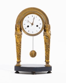 19th Century, Chiseled and Gilded Bronze Clock