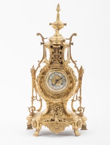 Tall French Louis Xvi Style Bronze Mantel Clock