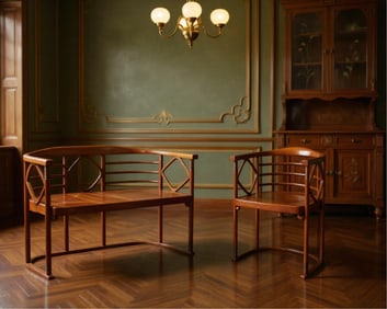 Josef Hoffmann Art Nouveau Thonet Bentwood Vienna Secession Salon Suite, Jj Kohn Austria ca.1905
