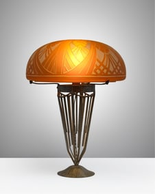 Schneider Le Verre Français Art Deco Cameo Glass Table Lamp Signed Circa 1930