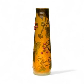 Rare Daum Nancy, France Important Multilayer Cameo Art Glass Vase, Circa 1900.