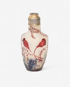 Gallé Signed Acid-Etched Art Nouveau Cameo Art Glass Scent Bottle