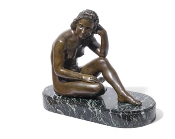 French Art Deco Lucien Alliot Signed Bronze Sculpture, Circa 1925