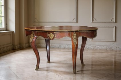 Napoleon Iii Kingwood Center Table with Ormolu Masks & Putti