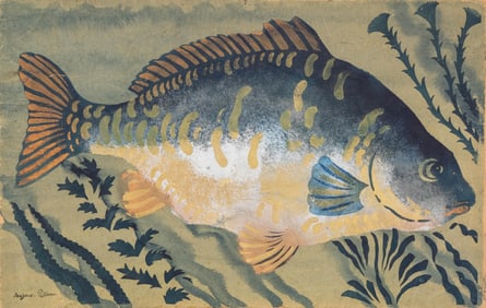 Georges Manzana-Pissarro, Fish, Watercolor and Gouache with Gold and Silver Highlights, Stenciled
