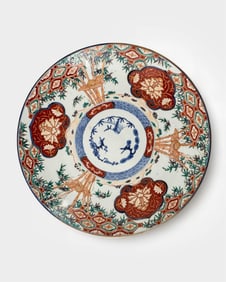 Large Meiji Japanese 16" Hand Painted 19th Century Porcelain Centerpiece Charger